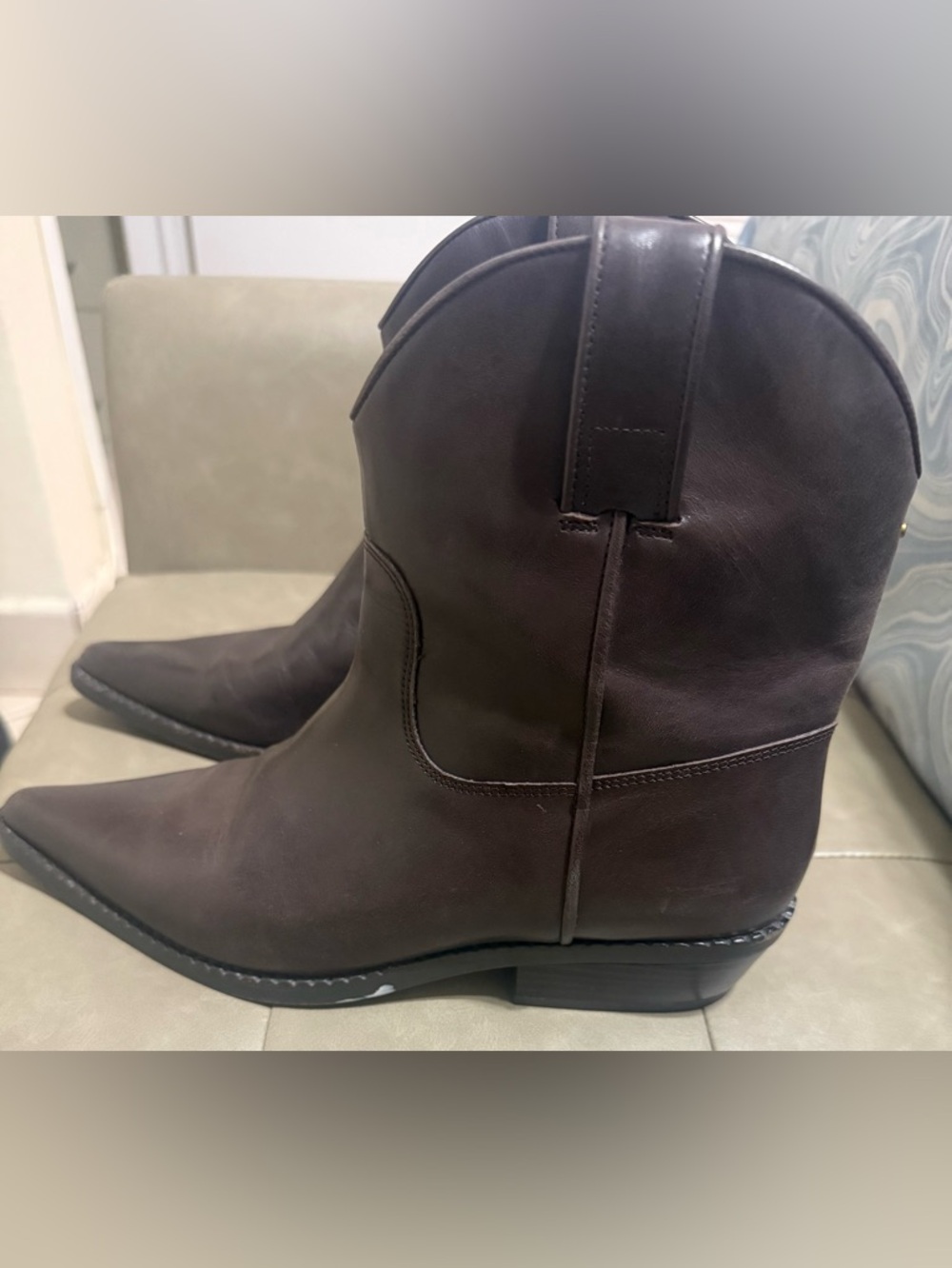Michael Kors Dark Brown Leather Ankle Boots - Picture 13 of 13